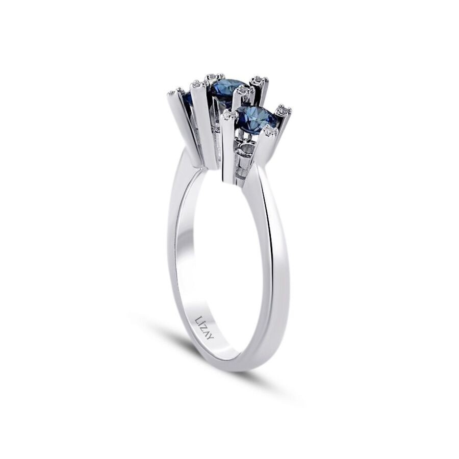 0.85 Carat Diamond Tria Sapphire Ring