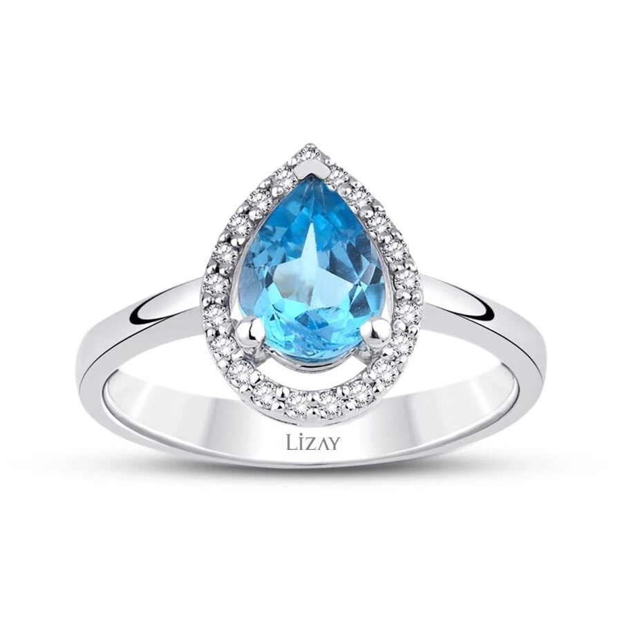 1.27 Carat Diamond Blue Topaz Ring