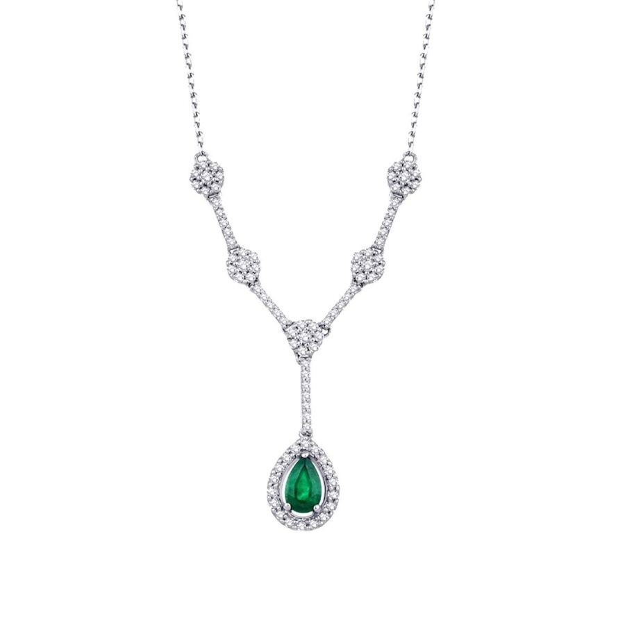 0,87 Karat Diamant Smaragd Halskette