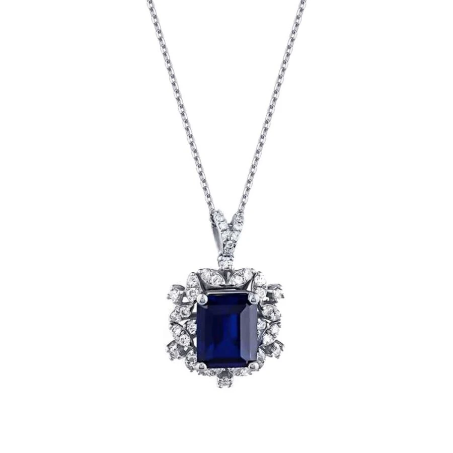 3.29 Carat Diamond Sapphire Necklace