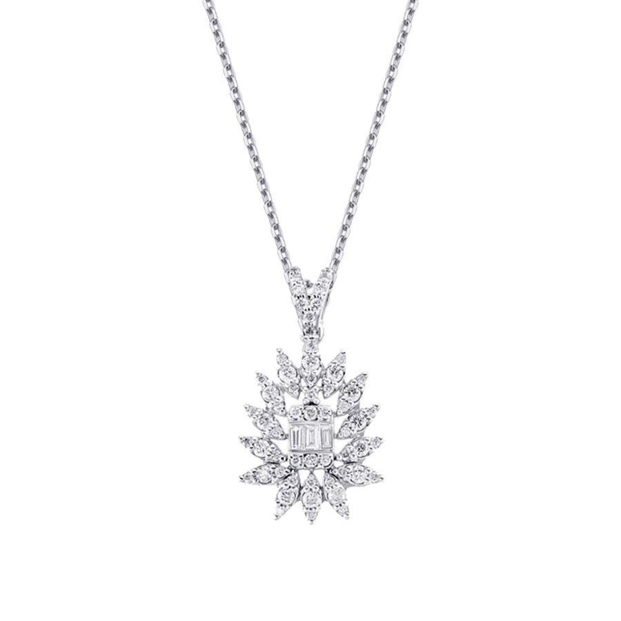 0.42 Carat Diamond Baguette Necklace