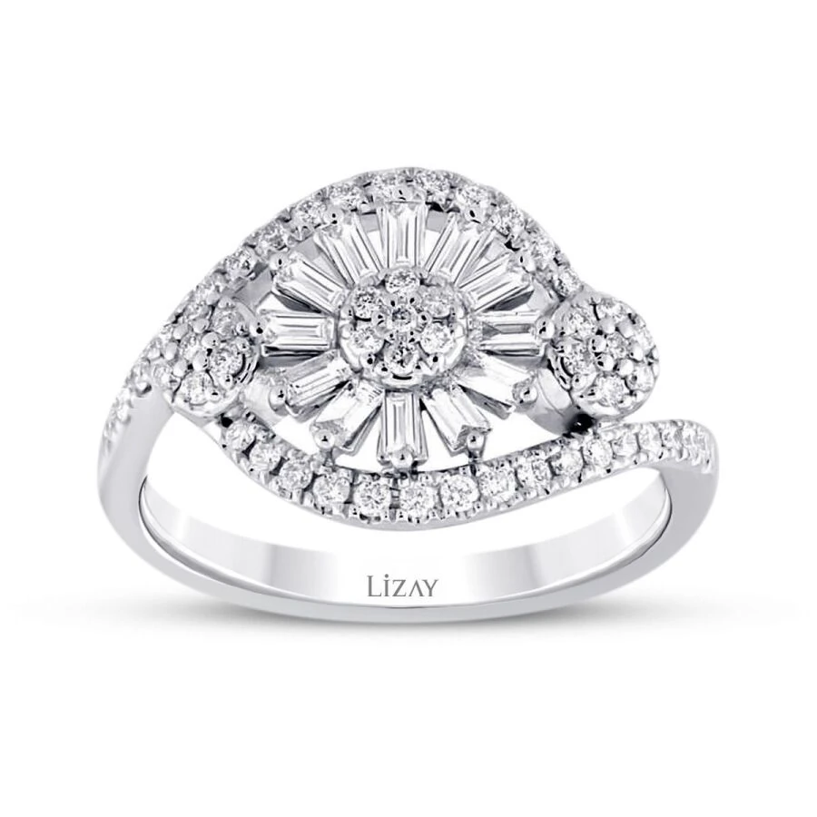 0.67 Carat Diamond Baguette Flower Ring