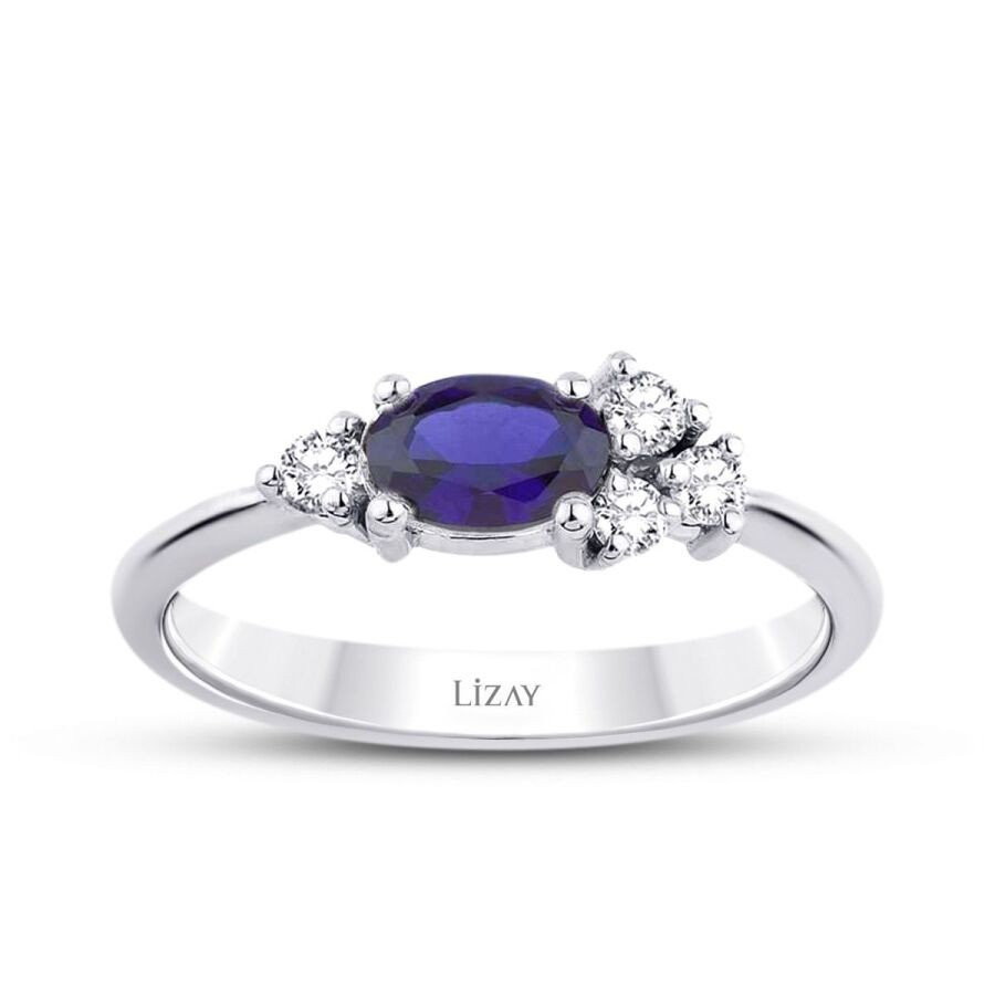 0.73 Carat Diamond Sapphire Ring