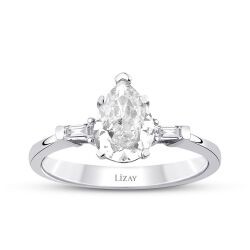 1.49 Carat Diamond White Topaz Drop Ring