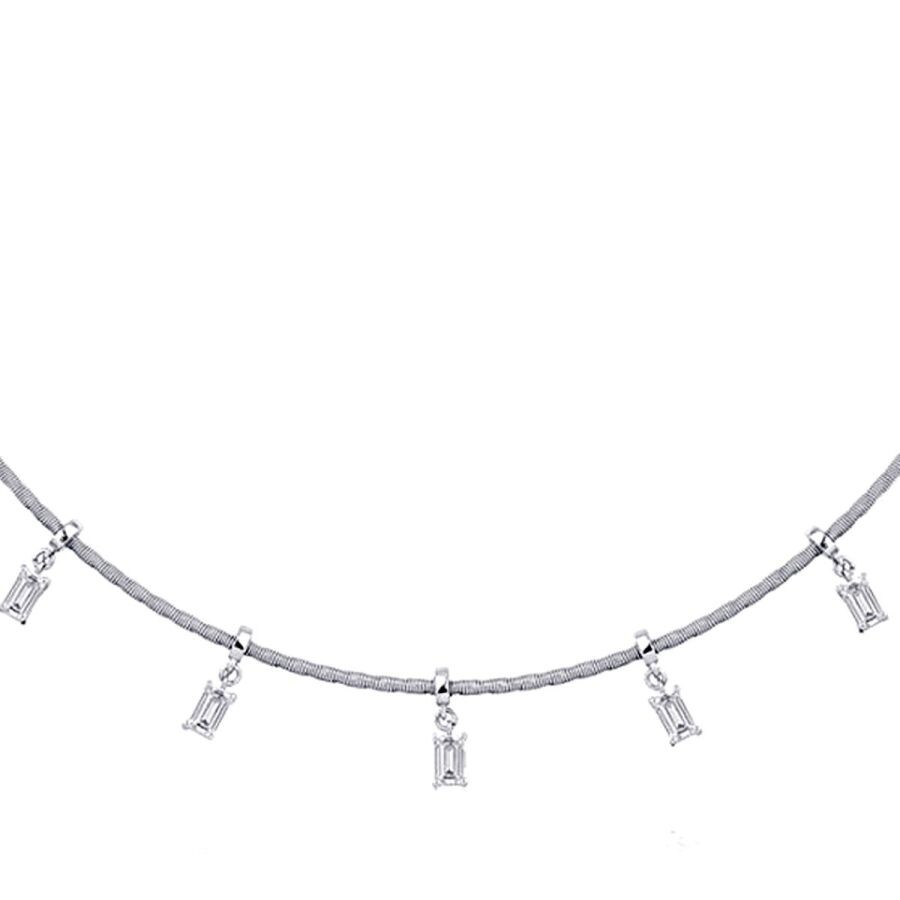 1.24 Carat Diamond Choker Baguette Necklace