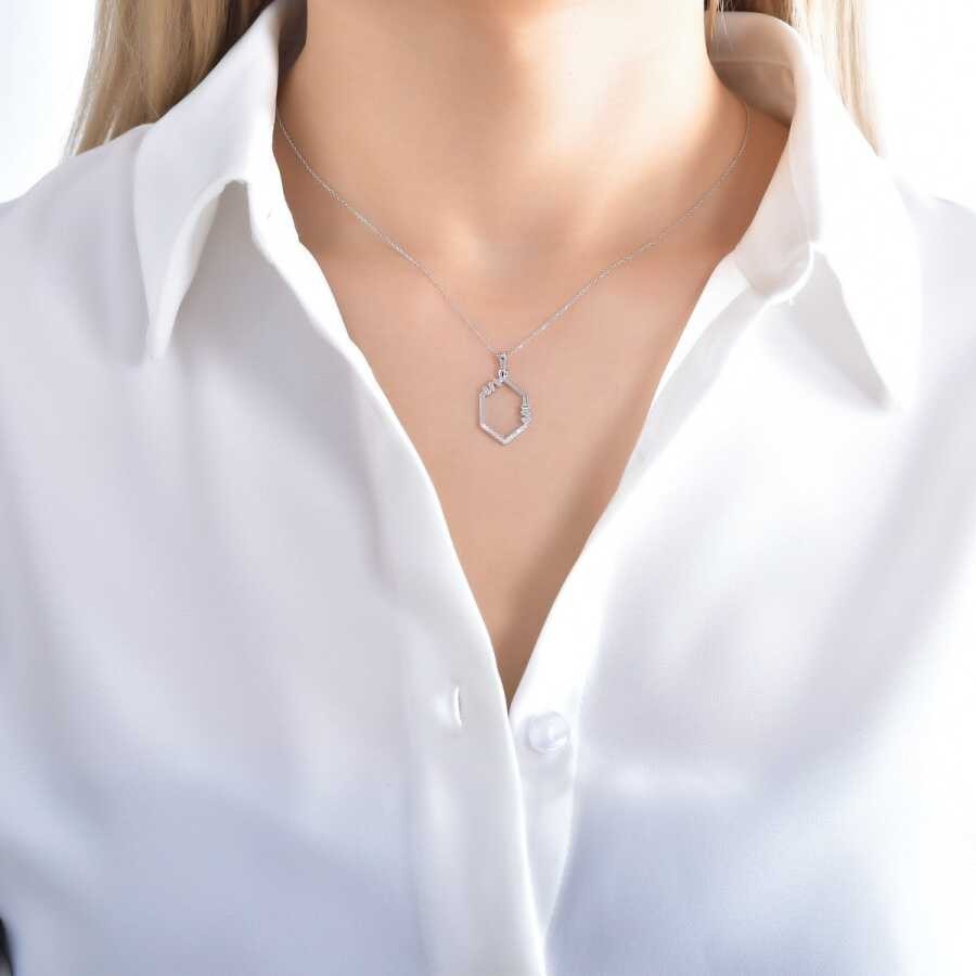 0.13 Carat Diamond Baguette Necklace