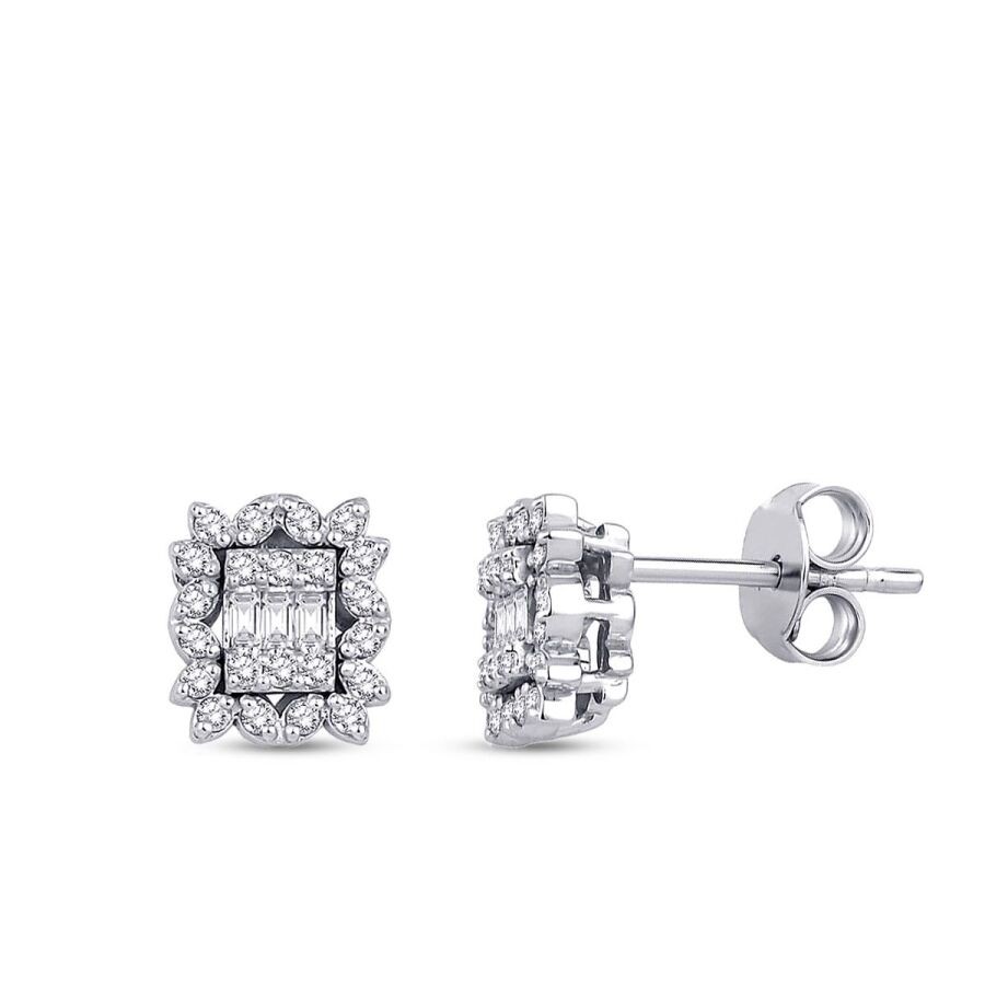 0.19 Carat Diamond Baguette Earrings