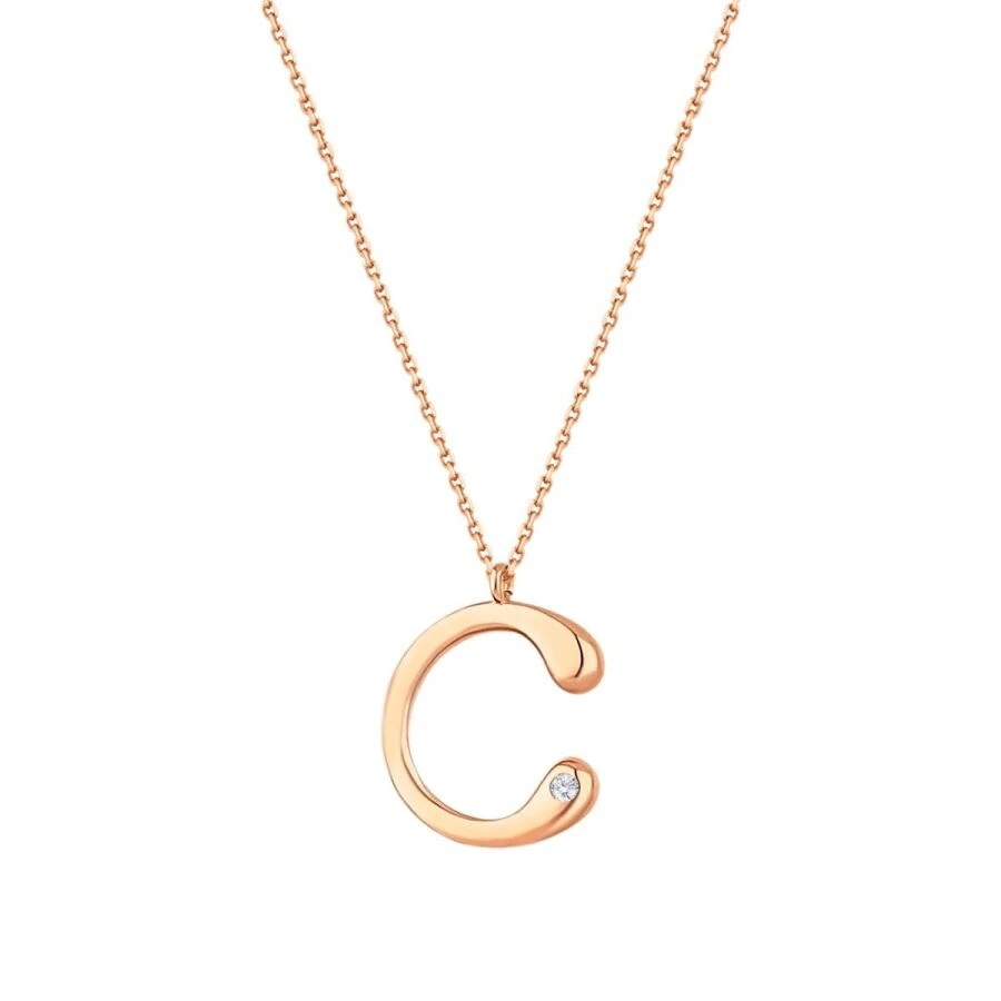 0.02 Carat Diamond Letter C  Necklace