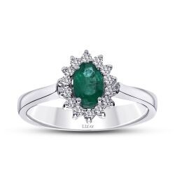 0,65 Karat Diamant Smaragd Ring