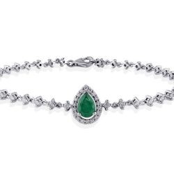 1.40 Carat Diamond Emerald Bracelet