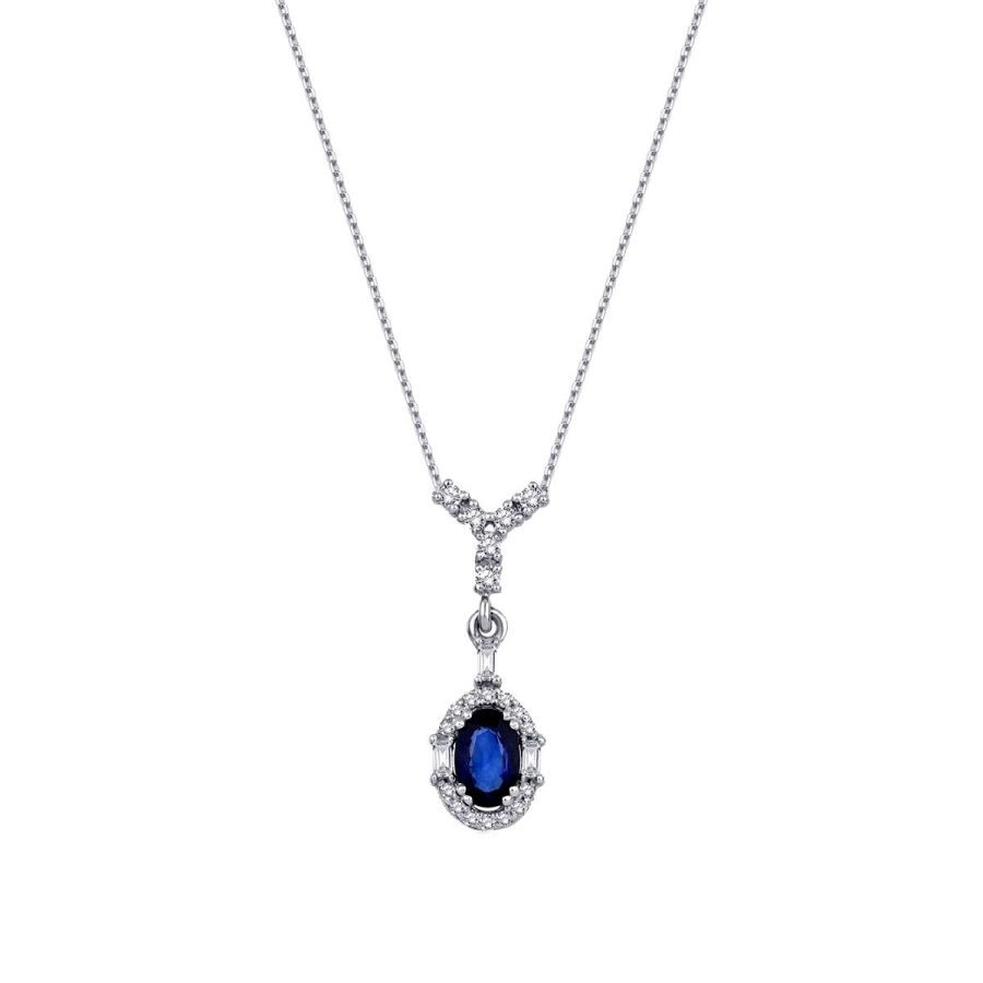 0.63 Carat Diamond Sapphire Necklace