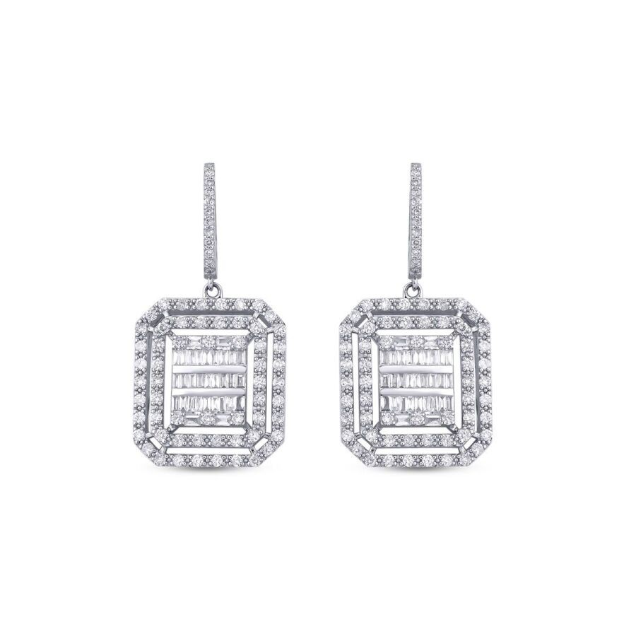 1.62 Carat Diamond Baguette Earrings