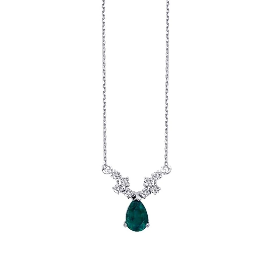 0.99 Carat Diamond Emerald Necklace