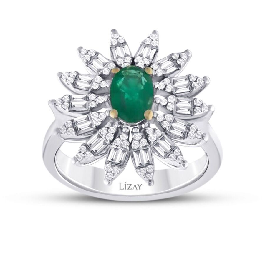 1.25 Carat Diamond Emerald Ring