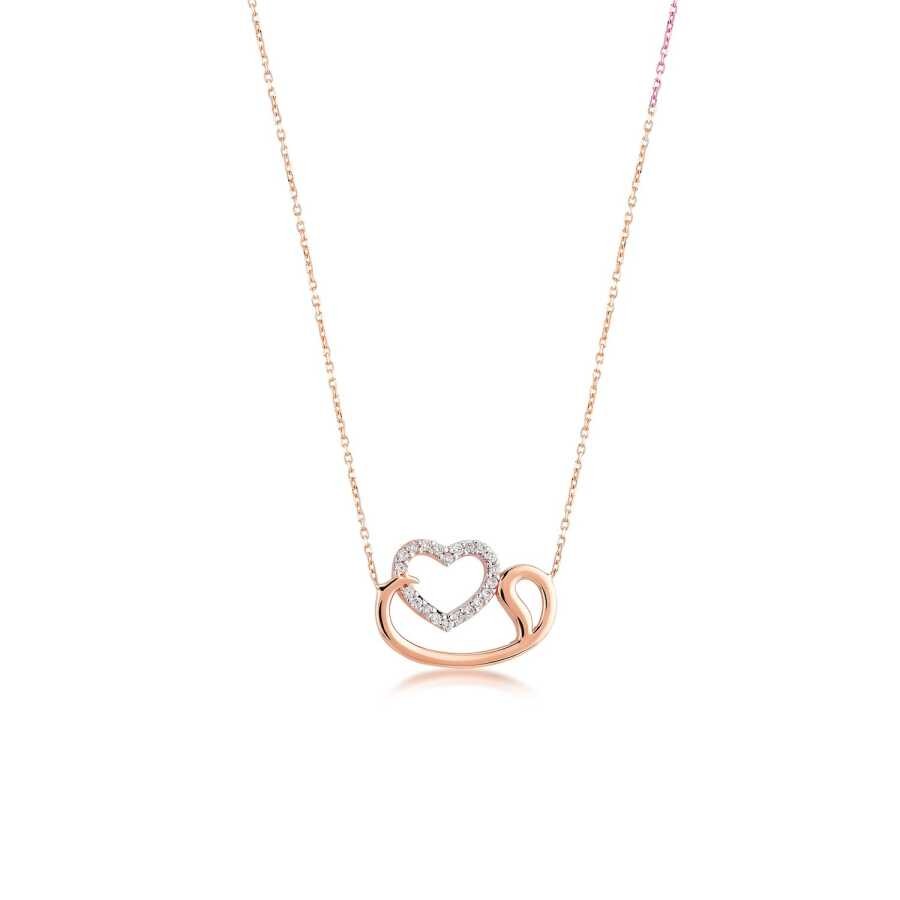 Gold Vav and Heart Necklace