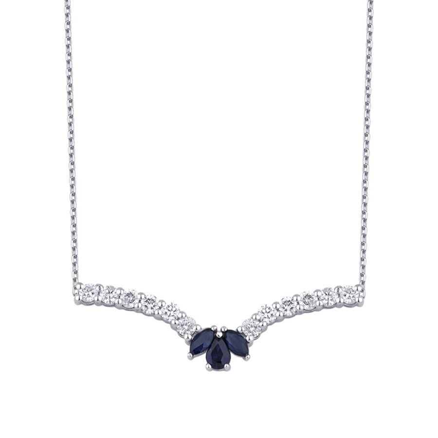 0.91 Carat Diamond Sapphire Necklace