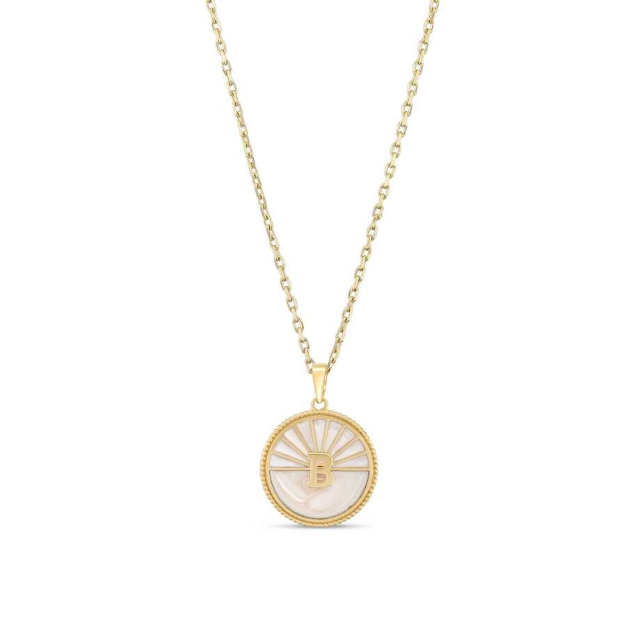 White Gold Enamel Letter Necklace