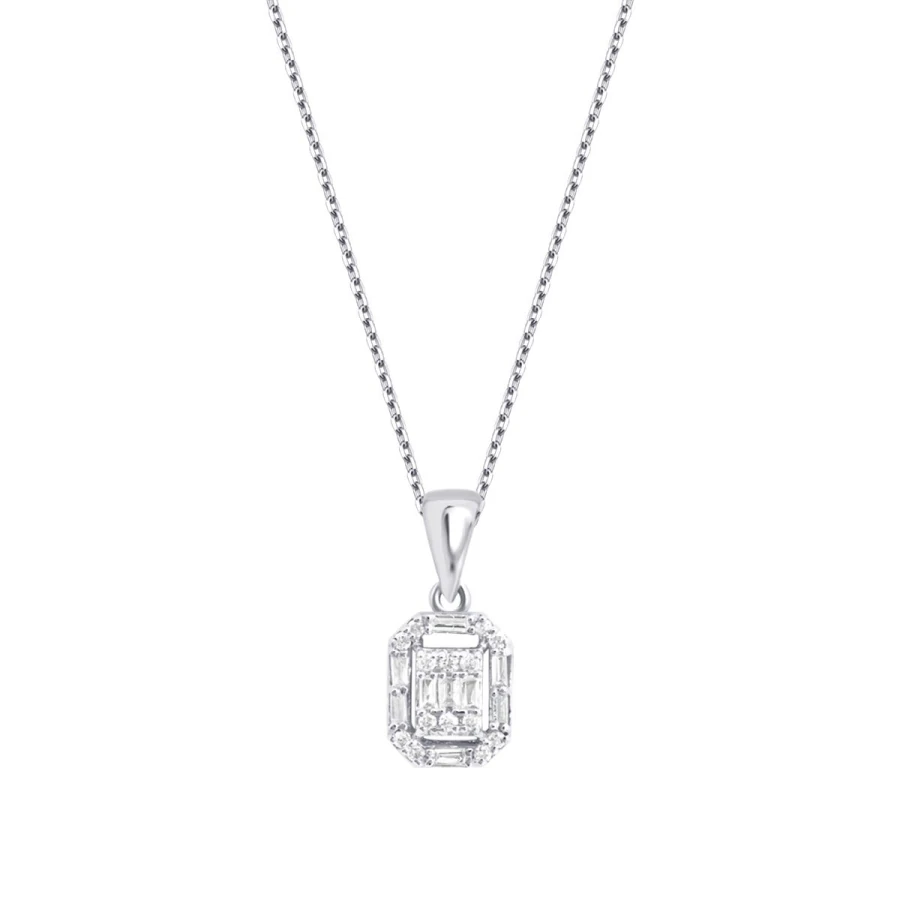 0.14 Carat Diamond Baguette Necklace