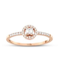 0.18 Carat Diamond Stone Band Baguette Ring