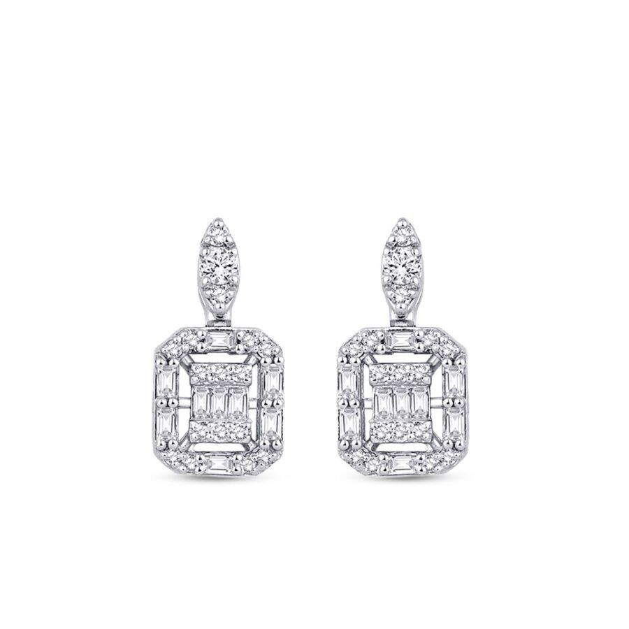 0.69 Carat Diamond Baguette Earrings