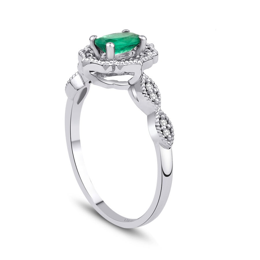 0.47 Carat Diamond Emerald Ring