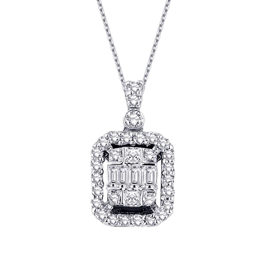 0.24 Carat Diamond Baguette Necklace