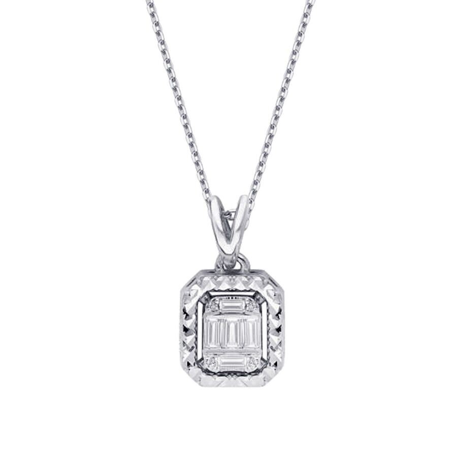 0.09 Carat Diamond-Effect Baguette Necklace