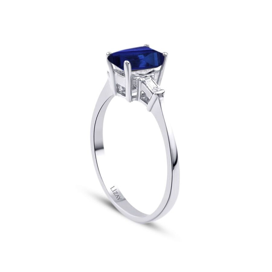 0.71 Carat Diamond Sapphire Ring