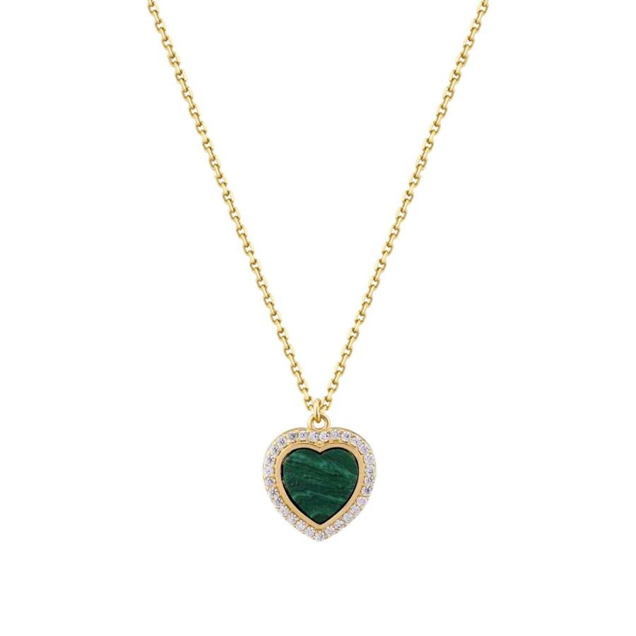 Gold Green Heart Necklace
