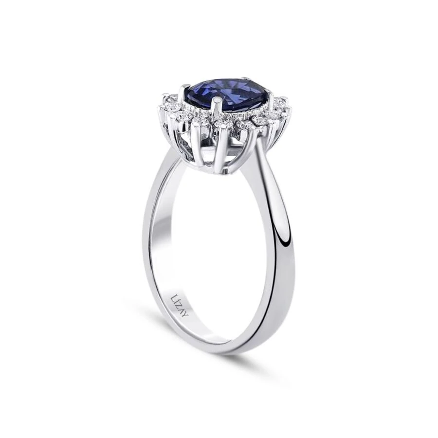 0.83 ct. Diamant Tropfen Saphir Ring