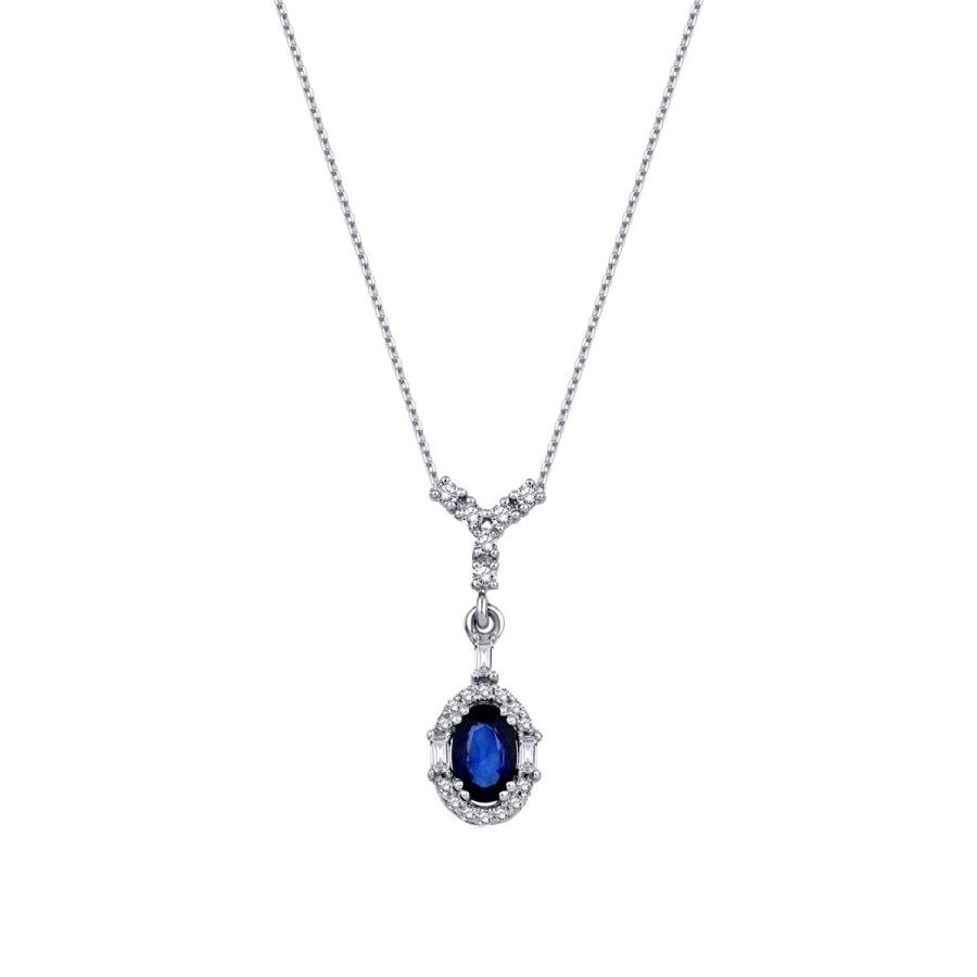 0,52 Karat Diamant Saphir Halskette