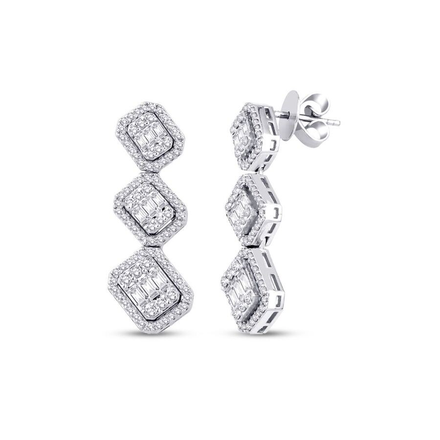 1.60 Carat Diamond Baguette Earrings