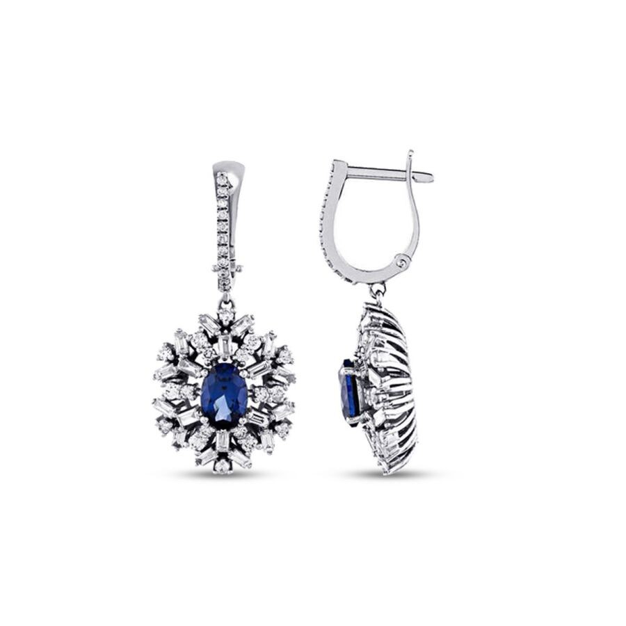 0.80 Carat Diamond Sapphire Earrings