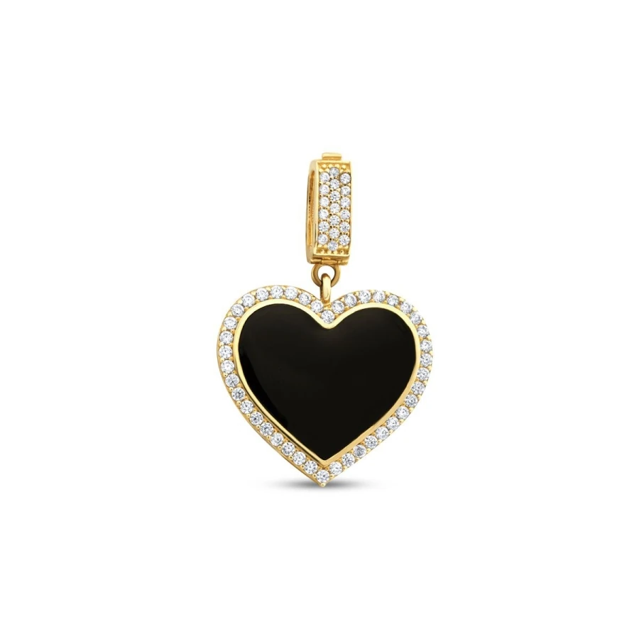 Gold Black Heart Charm