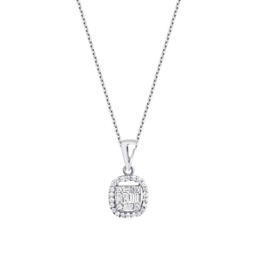 0.16 Carat Diamond Baguette Necklace