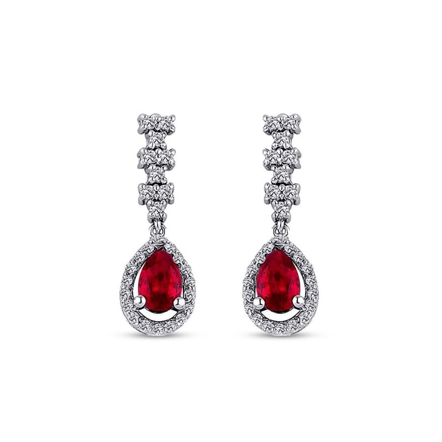 1.40 Carat Diamond Ruby Earrings