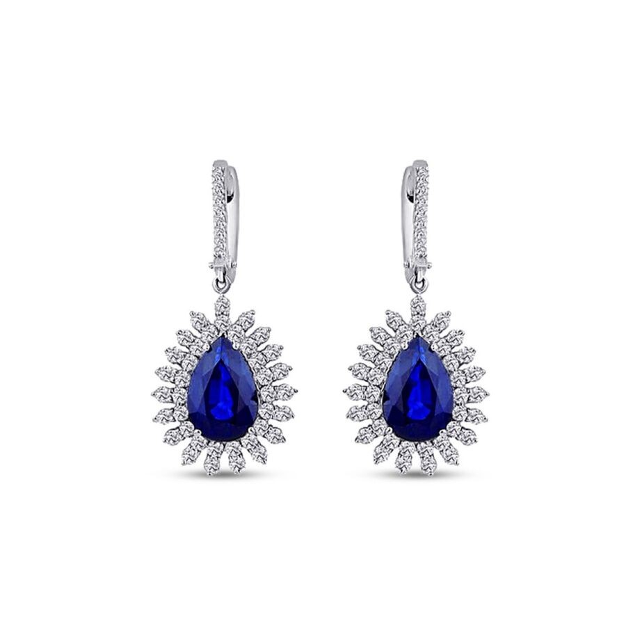 9.34 Carat Diamond Sapphire Earrings
