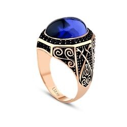 Goldener Farbstein Herren Ring