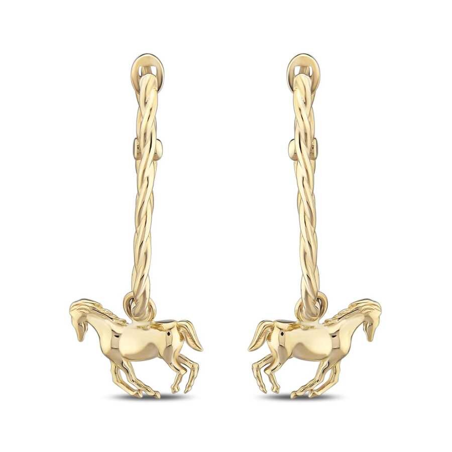 Gold Horse Huggies Earrings