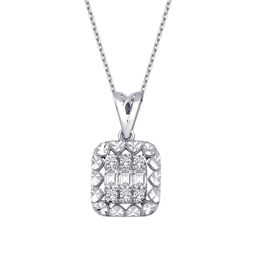 0.19 Carat Diamond Baguette Necklace
