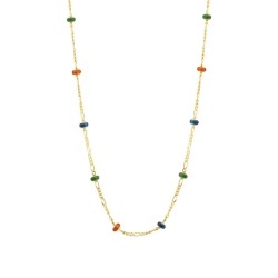 Gold Colored Stone Chain Necklace