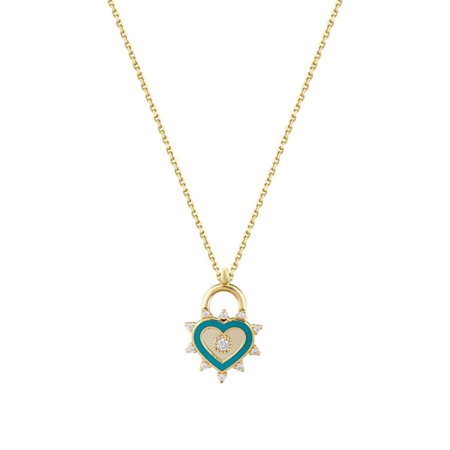 Gold Heart Lock Necklace