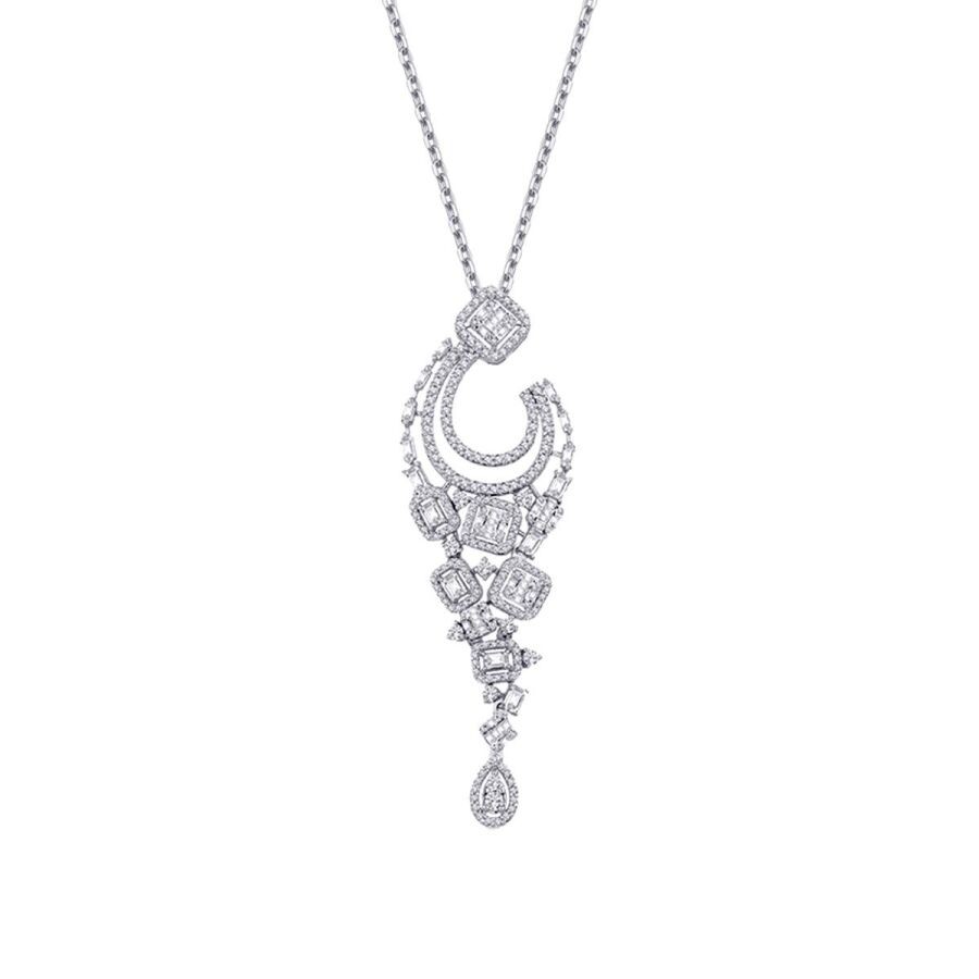 1.70 Carat Diamond Baguette Necklace