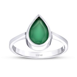 Gold Green Stone Drop Ring