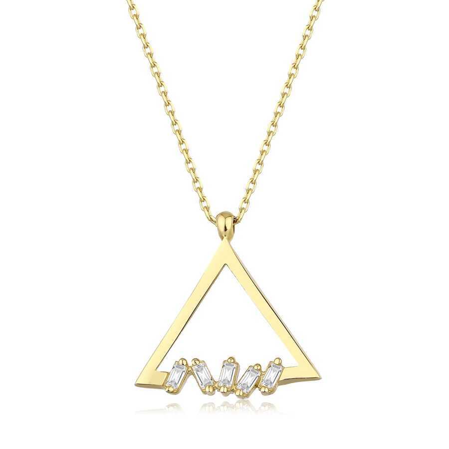 Gold Baguette Triangle Necklace
