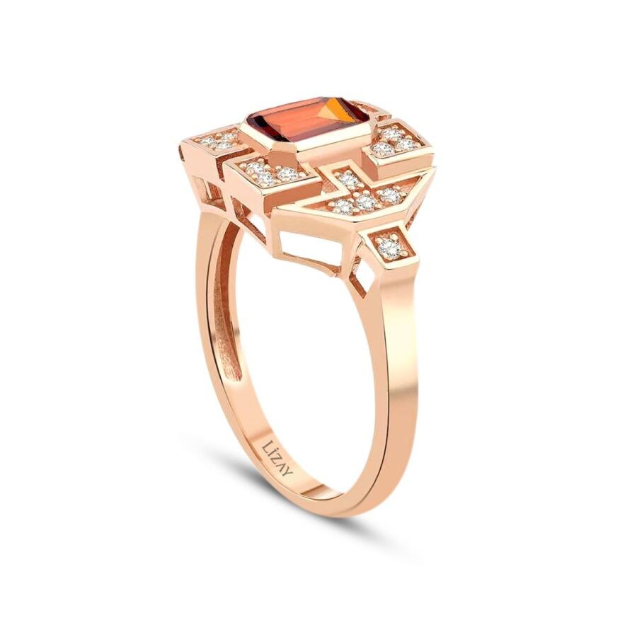 Gold Baguette Colored Stone Ring