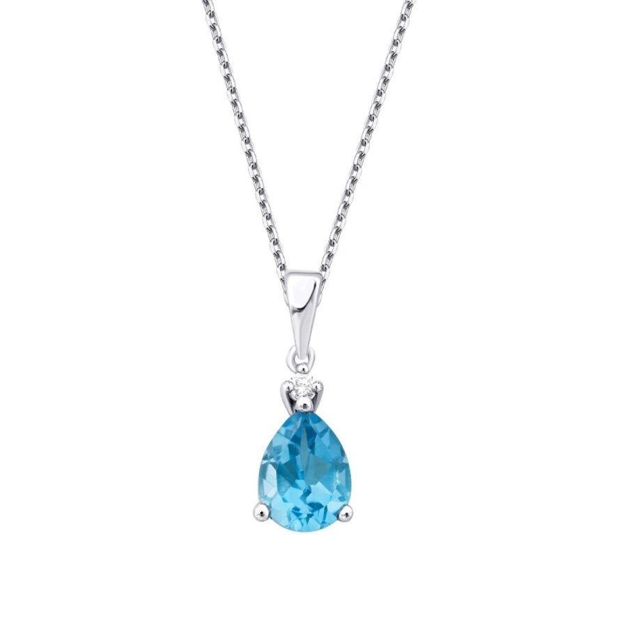 0.82 Carat Diamond Blue Topaz Necklace