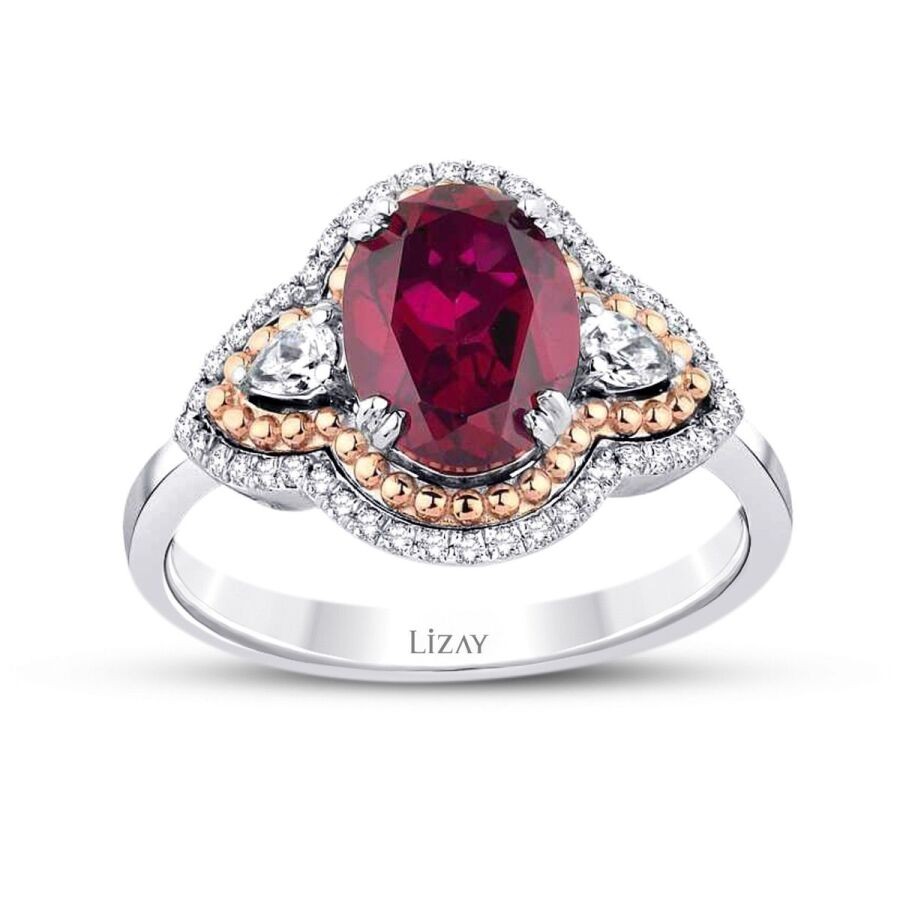 2.46 Carat Diamond Oval Ruby Ring