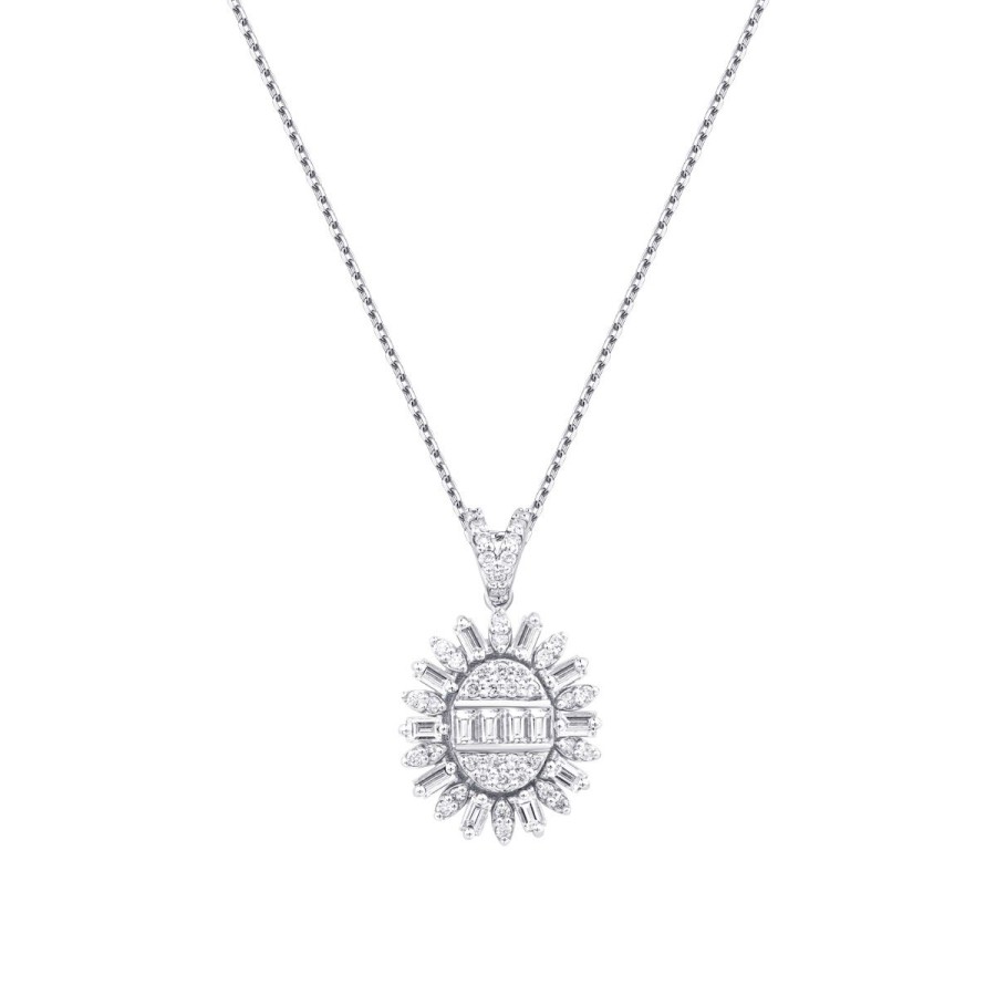 0.43 Carat Diamond Baguette Necklace