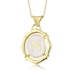 Gold Enamel Letter Necklace